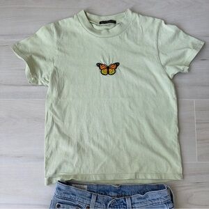 Brandy Melville Light Green Tee with Butterfly